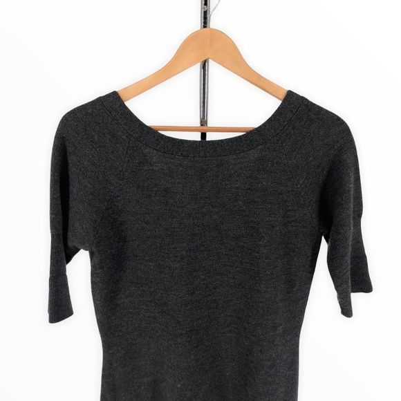 Y2K Ralph Lauren Rugby Grey V Wool Back Sweater Dress Striped Button Slit size M - Picture 3 of 11